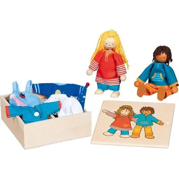 Dětský domeček GOKI Panenky Fynja & Fabio s oblečením