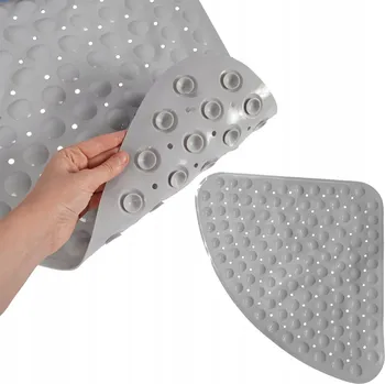 Protiskluzová podložka PROTISKLUZOVÁ ROHOVÁ PODLOŽKA DO SPRCHY ŠEDÁ 54x54 cm