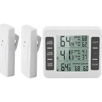 Domácí teploměr BEZDRÁTOVÝ TEPLOMĚR SE 2 ČIDLY Šedá