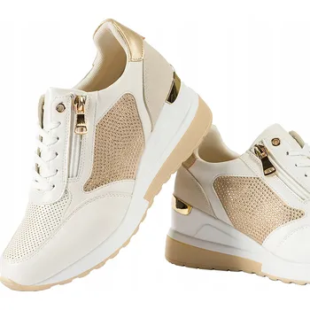 Dámská obuv Dámské bílé sportovní boty SNEAKERS na klínku, kožená stélka, velikost 39