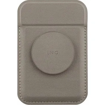 Pouzdro na mobilní telefon UNIQ Flixa magnetická peněženka na karty se stojánkem šedá MagSafe