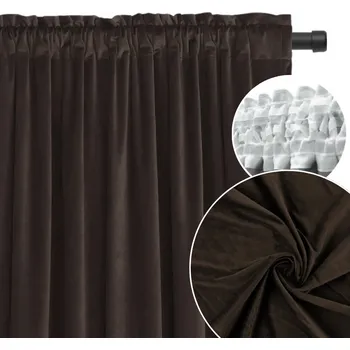 Obraz Závěs velurový hnědý 140x230cm elegantní měkký do obýváku SILNÝ na pásce