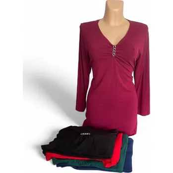 Dámská tunika Tunika s ozdobou BIPA, Barva Červená, Velikost XL 44, Materiál 96% Viskoza 4% Lycra