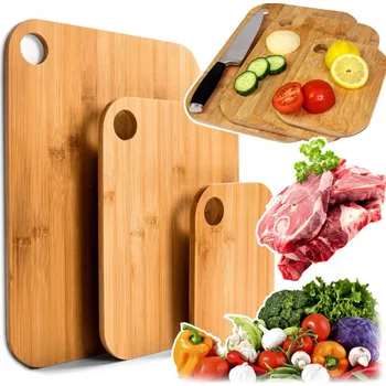 Kuchyňské prkénko Bambusové desky sada 3 bambusových kuchyňských prkének na krájení 12452