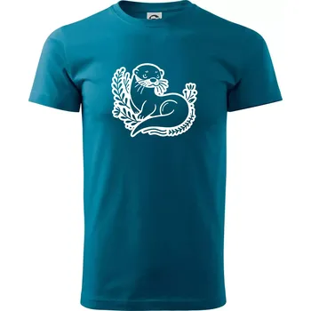 Vydra černobílá - Klasické pánské triko vyšší gramáže - M ( Petrolejová )