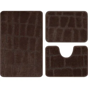 Koupelnová předložka KOUPELNOVÁ PŘEDLOŽKA MĚKKÁ TMAVĚ HNĚDÁ PROTISKLUZOVÁ SADA 3 ks
