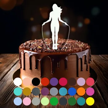 Jedlá dekorace na dort Zápich do dortu - Skoky přes švihadlo-dívka (1) Stříbrná (metalická)