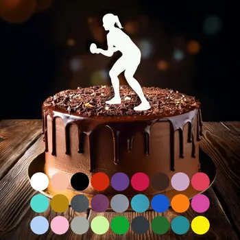 Jedlá dekorace na dort Zápich do dortu - Stolní tenis-dívka (1) Modrá