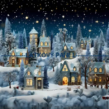 Látkový panel - Zimní městečko - ZIM-93 Velikost: 30x30cm, Materiál: Kočárkovina