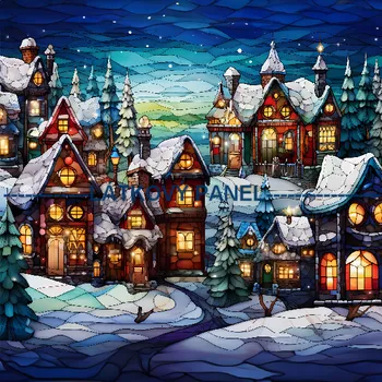 Látkový panel - Zimní městečko - ZIM-99 Velikost: 25x25cm, Materiál: Bavlna