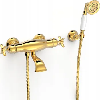 Vodovodní baterie Nástěnná vanová baterie dvouručková TRES Monoclasic zlatá