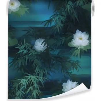 Fototapeta TAPETA KVĚTY LISTY LILIE AKVAREL NA VLIESOVÉ TAPETĚ NA ZEĎ DO OBÝVACÍHO POKOJE LOŽNICE