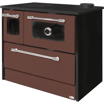 Sporák na tuhá paliva Sporák 701-G OMEGA Kuzine, so sklom, hnedý, pravý vývod