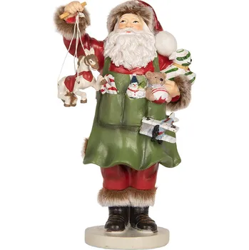 Bytová dekorace Dekorace Santa Claus s koníkem v ruce a hračkami - 13*9*23 cm