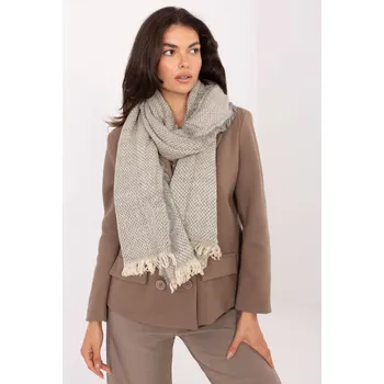 Šála Světle šedý šál s jemným vzorem a třásněmi AT-SZ-