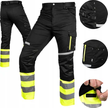 montérky Výstražné pracovní kalhoty reflexní černo-žluté velikost L NEO TOOLS