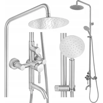 Sprchový set Zestaw Prysznicowy Łazienkowy Nástěnná sprchová souprava s baterií a dešťovou hlavicí, nerezová ocel