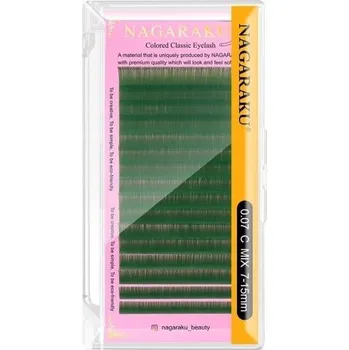 Umělé řasy Barevné řasy Nagaraku Classic zelené Mix C, 0.07, 7-15 mm
