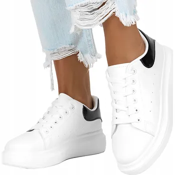 Dámské tenisky Dámské BÍLÉ tenisky SPORTOVNÍ obuv na platformě šněrovací vel. 37