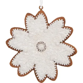 Vánoční ozdoba Závěsná vánoční ozdoba perníková sněhová vločka s třpytivou polevou Bevroren VI – 9x1x10 cm