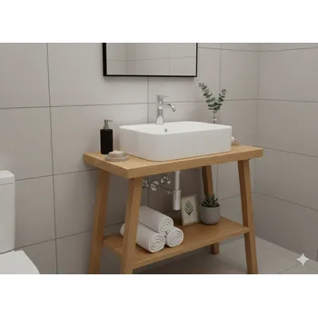 Konzolový stolek Ntrid Odkládací/koupelnový stolek pod umyvadlo Wayne - dub Velikost: 80cm