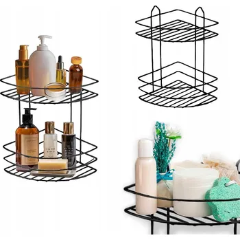 Obraz KOUPELNOVÁ POLICE ČERNÁ KOVOVÁ KUCHYŇSKÁ PŘIŠROUBOVACÍ STYLOVÁ BEZ VRTÁNÍ