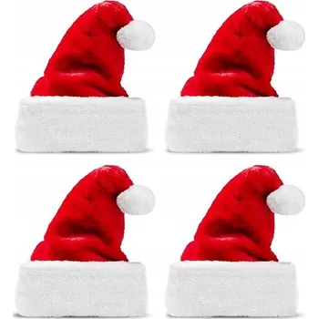 Vánoční dekorace Čepice Santa Clause vánoční červená pro dospělé 4ks