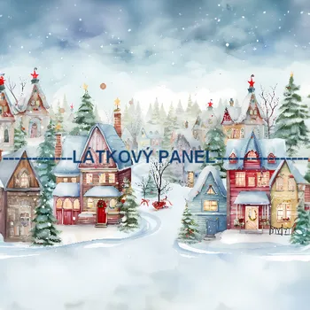 Látkový panel - Zimní městečko - ZIM-90 Velikost: 30x30cm, Materiál: Bavlna