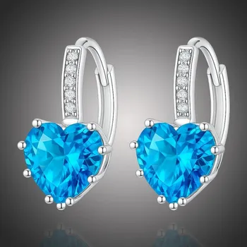 Náušnice Sisi Jewelry Náušnice Swarovski Elements Elizabeth Topaz - srdíčko E1139-ET-402(8) Světle modrá