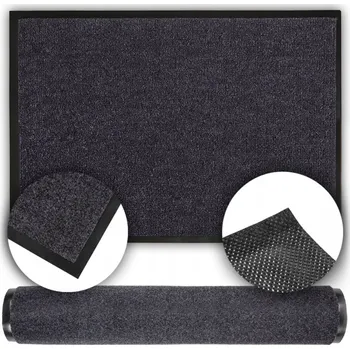 HLADKÁ ŠEDÁ GUMOVÁ ROHOŽKA KE DVEŘÍM PROSTISKLUZOVÁ PODLOŽKA MĚKKÁ 120 x 80 CM