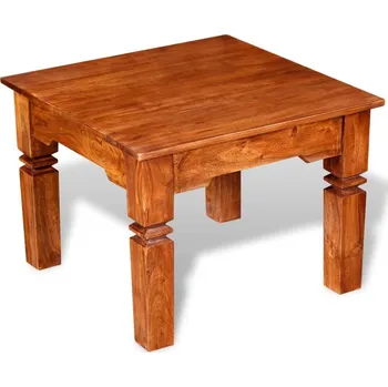 Obývací pokoj vidaXL Konferenční stolek masivní dřevo 60 x 60 x 45 cm [244052] Barva: tmavě hnědá