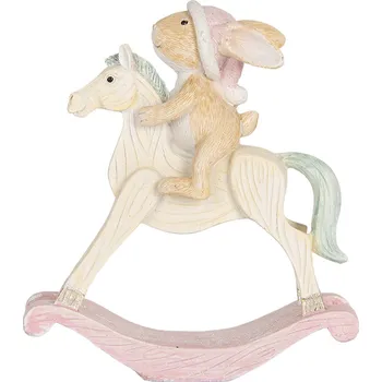 Clayre & Eef - Dekorativní figurka králíka na houpacím koníkovi 6PR5888