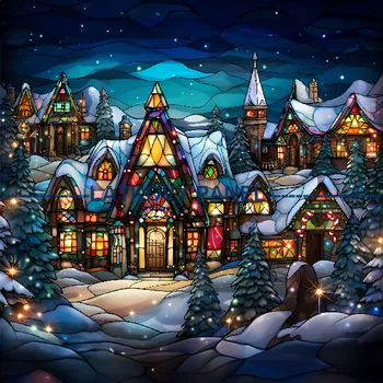 Látkový panel - Zimní městečko - ZIM-100 Velikost: 20x20cm, Materiál: Kočárkovina