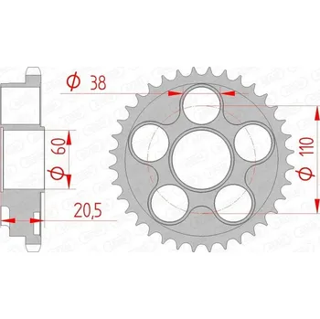 Nářadí na motocykly Ocelové standardní zadní kolo AFAM 50605 - 525 50605-36