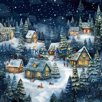 Látkový panel - Zimní městečko - ZIM-94 Velikost: 15x15cm, Materiál: Úplet