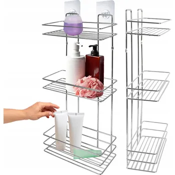 Koupelnový nábytek KOUPELNOVÁ POLICE STŘÍBRNÁ ZÁVĚSNÁ 3 PATRA ODOLNÁ KOVOVÁ STYLOVÁ