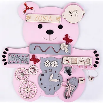 Obraz Velká manipulační deska "MEDVÍDEK" růžová 45x47 cm s možností personalizace