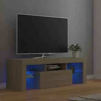 Televizní stolek TV stolek s LED osvětlením, dub sonoma, 120 cm