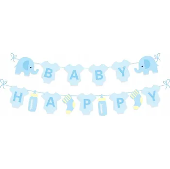 Baner Baby Shower girlanda Slon modrá 300 cm
