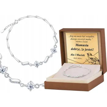 Náramek STŘÍBRNÝ NÁRAMEK 925 KŘIŠŤÁLY GRAVÍROVÁNÍ YB233