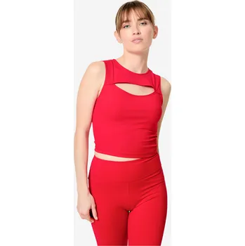 DOMYOS Dámské krátké fitness tílko M ČERVENÁ