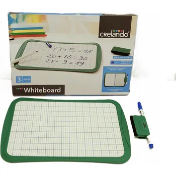 CRELANDO malá oboustranná tabule na suché mazání + fix + držák zelená