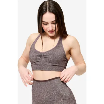 Podprsenka DECATHLON Dámská fitness podprsenka s překřížením lehké zpevnění S BÍLÁ|FIALOVÁ|KAŠTANOVÁ