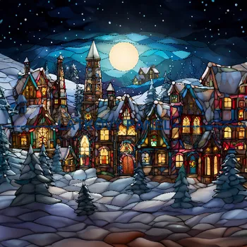 Látkový panel - Zimní městečko - ZIM-97 Velikost: 30x30cm, Materiál: Bavlna