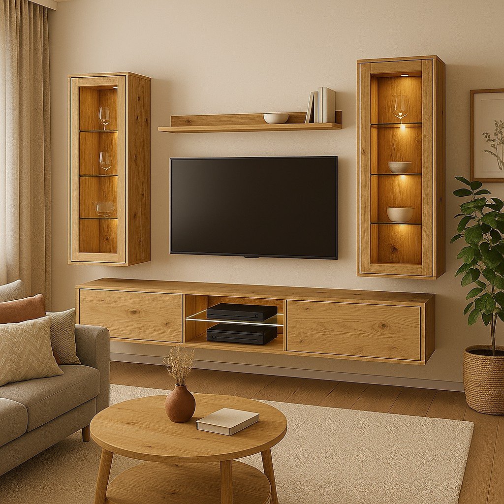 Dubová obývací stěna CLICK - 240/180/40cm (š/v/h)