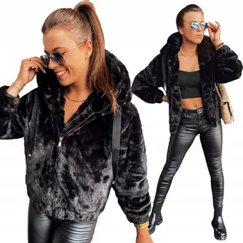 Dámská softshellová bunda Dámská KOŽÍŠEK bunda S KAPUCÍ černá ty2974 - L