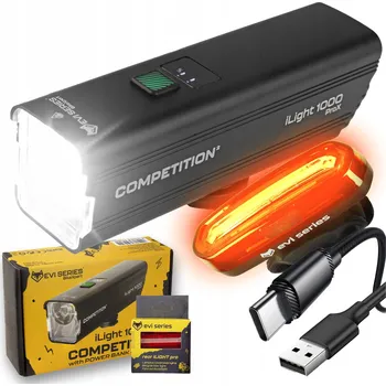 Cyklosvítilna Sada cyklistických světel EVI iLight 1000 ProX černá akumulátor LED 1200 lm