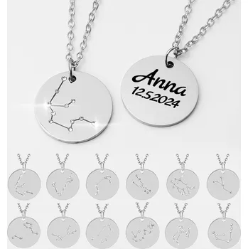 Přívěsek Přívěsek s řetízkem z chirurgické oceli Znamení se zirkony Stellar