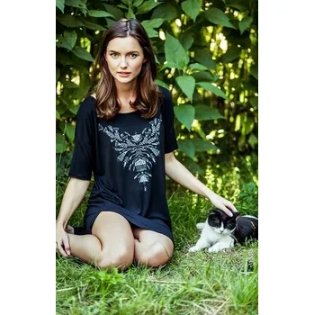 Dámská noční košile Noční košile Key 5904765578635 s krátkým rukávem nad kolena velikost M