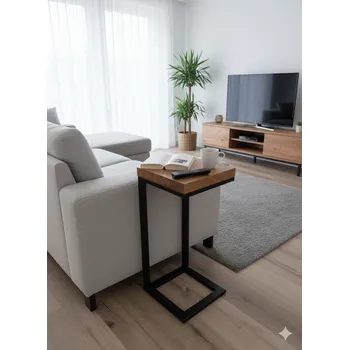 Stolička Ntrid Odkládací stolek Black -dub/kov Barva: Černá kladívková